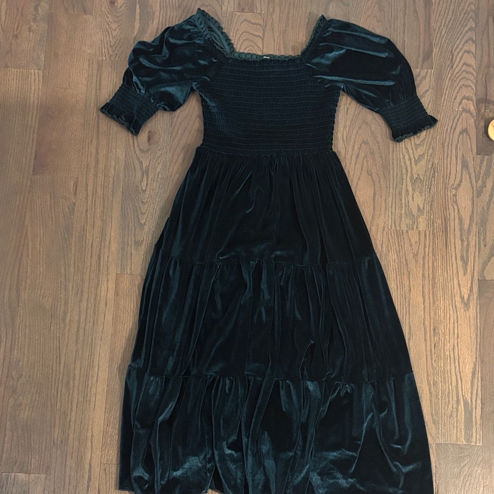 Baltic Born Green Velvet Long Sleeve Dress, Size Small